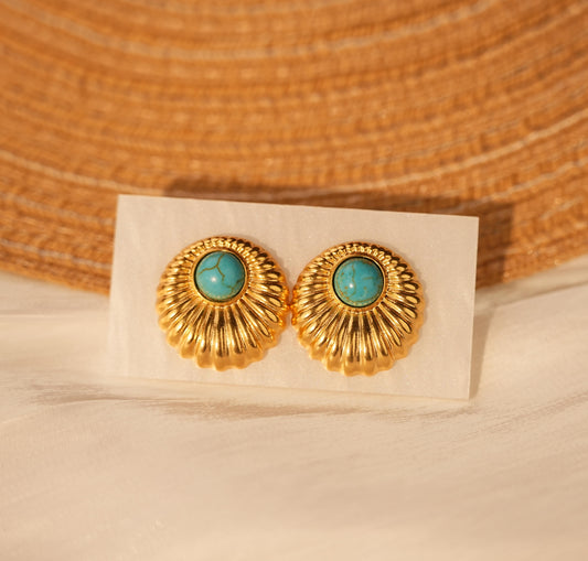 Shell Turquoise Stud Earrings