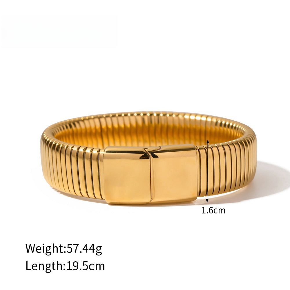 16 MM Gold Chunky Bangle Stretch Bracelet